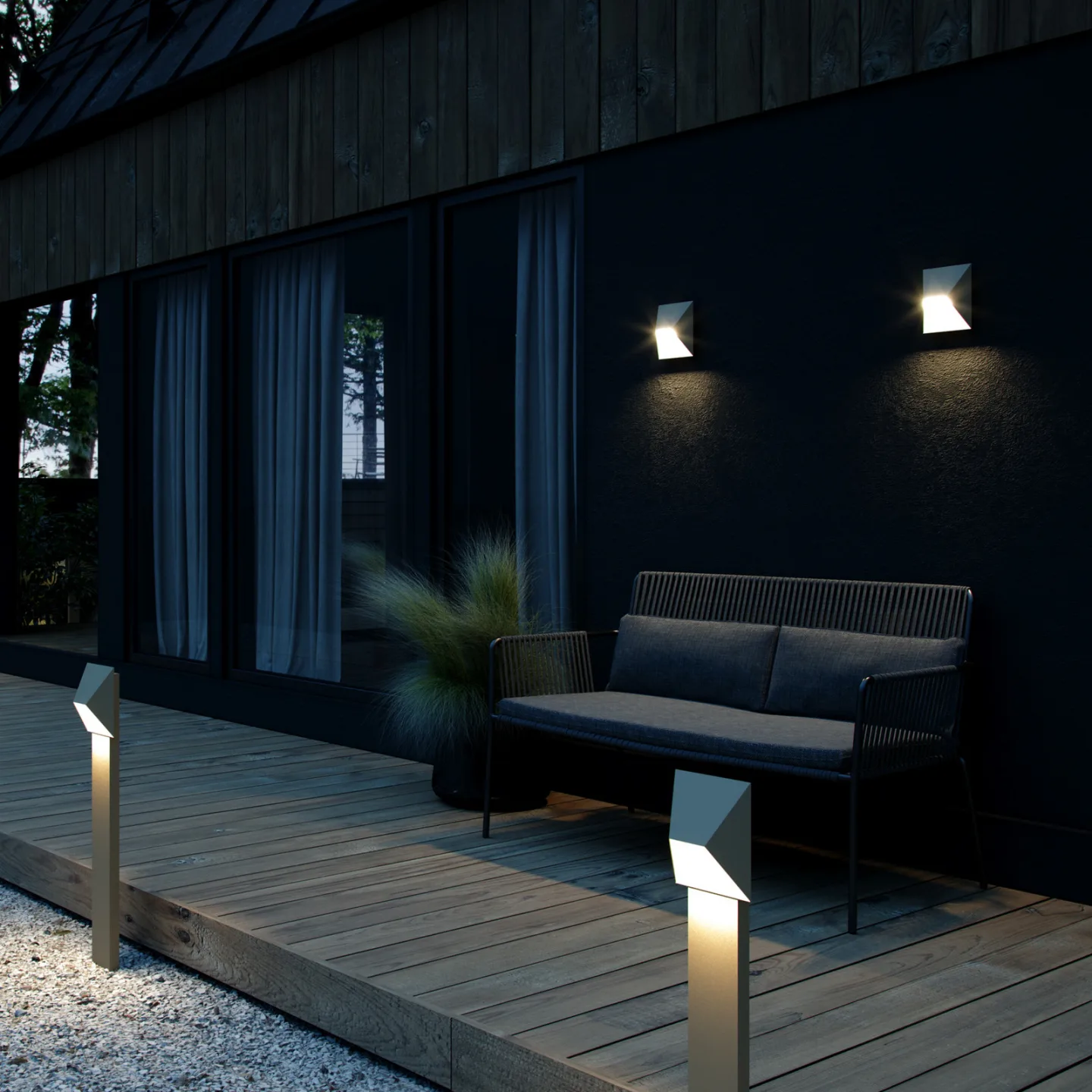 Pontio 15 Udendørs Væglampe Sanded - Nordlux - Moderne - Metal - Kantet