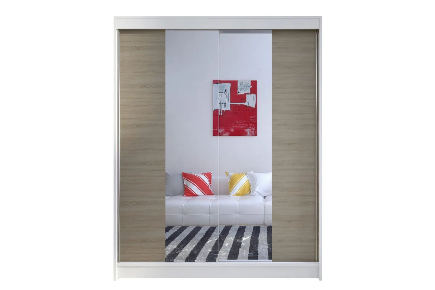 Camino Garderob 150x58x200 cm LED-belysning - Beige/Vit