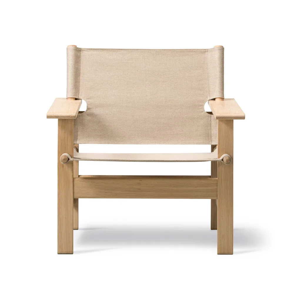 Fredericia Furniture The Canvas Chair fåtölj Canvas natur-ljusoljat ekstativ