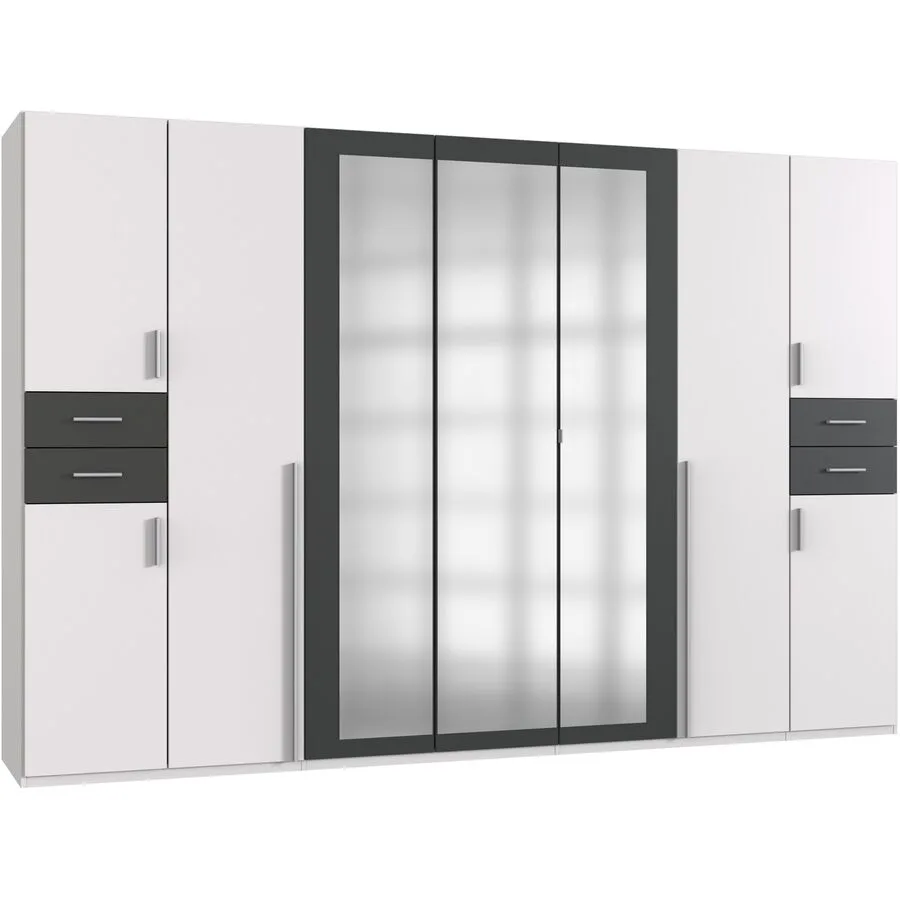 Kleiderschrank Vasquez Weiss/graphit Holzwerkstoff B 313 cm