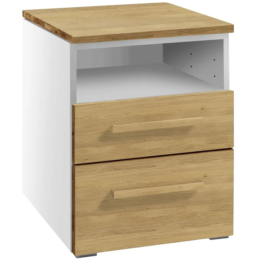 Hasena Nachttisch Reinhold Eiche hell, Weiss Holz, MDF Massivholz B 45 H 55 cm