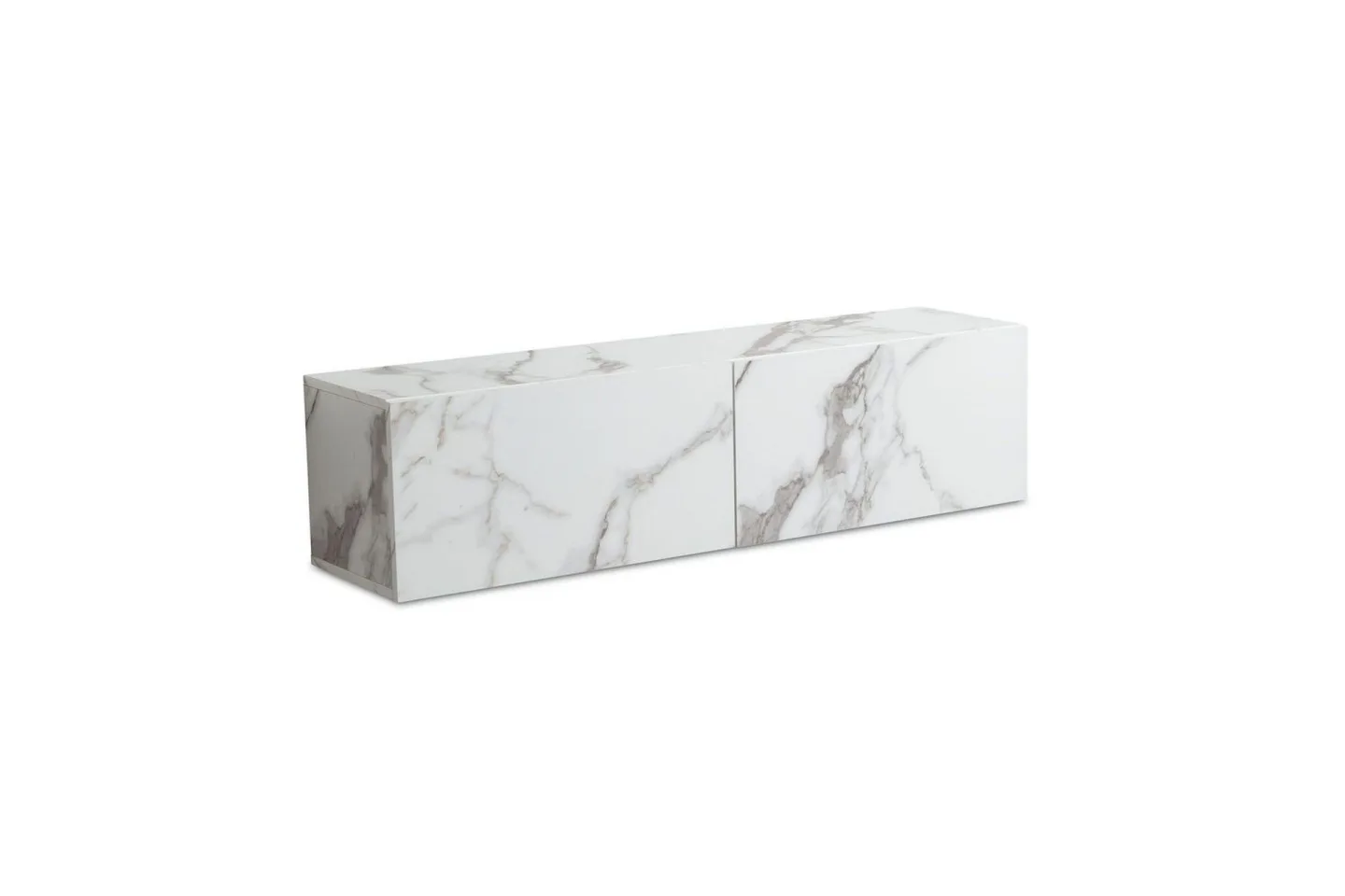 Lowboard Wohnling Folierad upphängning med luckdörr, modern Marmor, Vit, 120 cm - Marmor, Vit, 120 cm