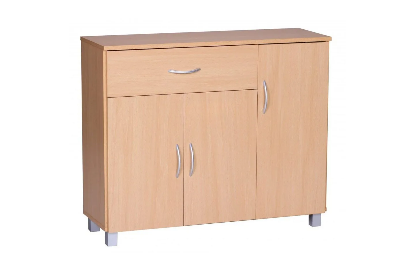 Sideboard Wohnling folierad spånskiva 90x75 cm, 3 dörrar 1 låda, modern stil Bok - Bok