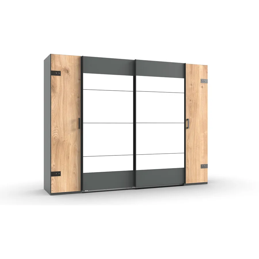 Kleiderschrank Jasmin Eiche/graphit Holzwerkstoff B 272 cm