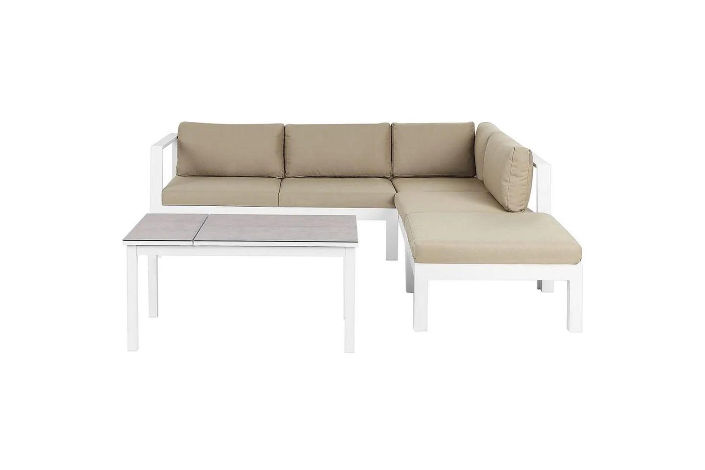 Loungegrupp 5-sits Messina Vit/Grå/Beige - Vit/Grå/Beige