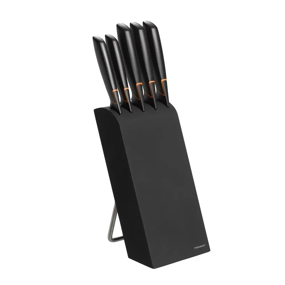 Fiskars Edge knivblock med 5 knivar Svart
