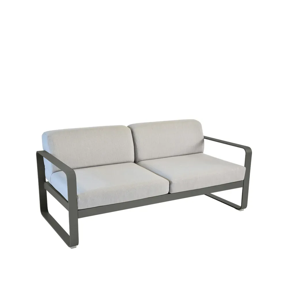 Fermob Bellevie 2-sits soffa Rosemary (grön), flannel grey dyna