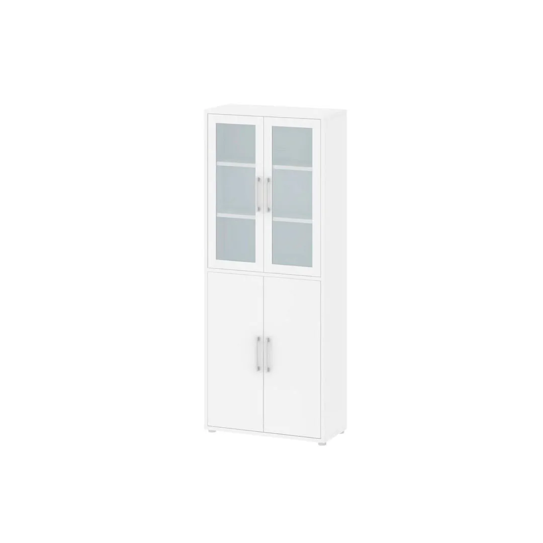 Prisme Büro Aufbewahrung 2 Glastüren, 2 Türen weiss.
