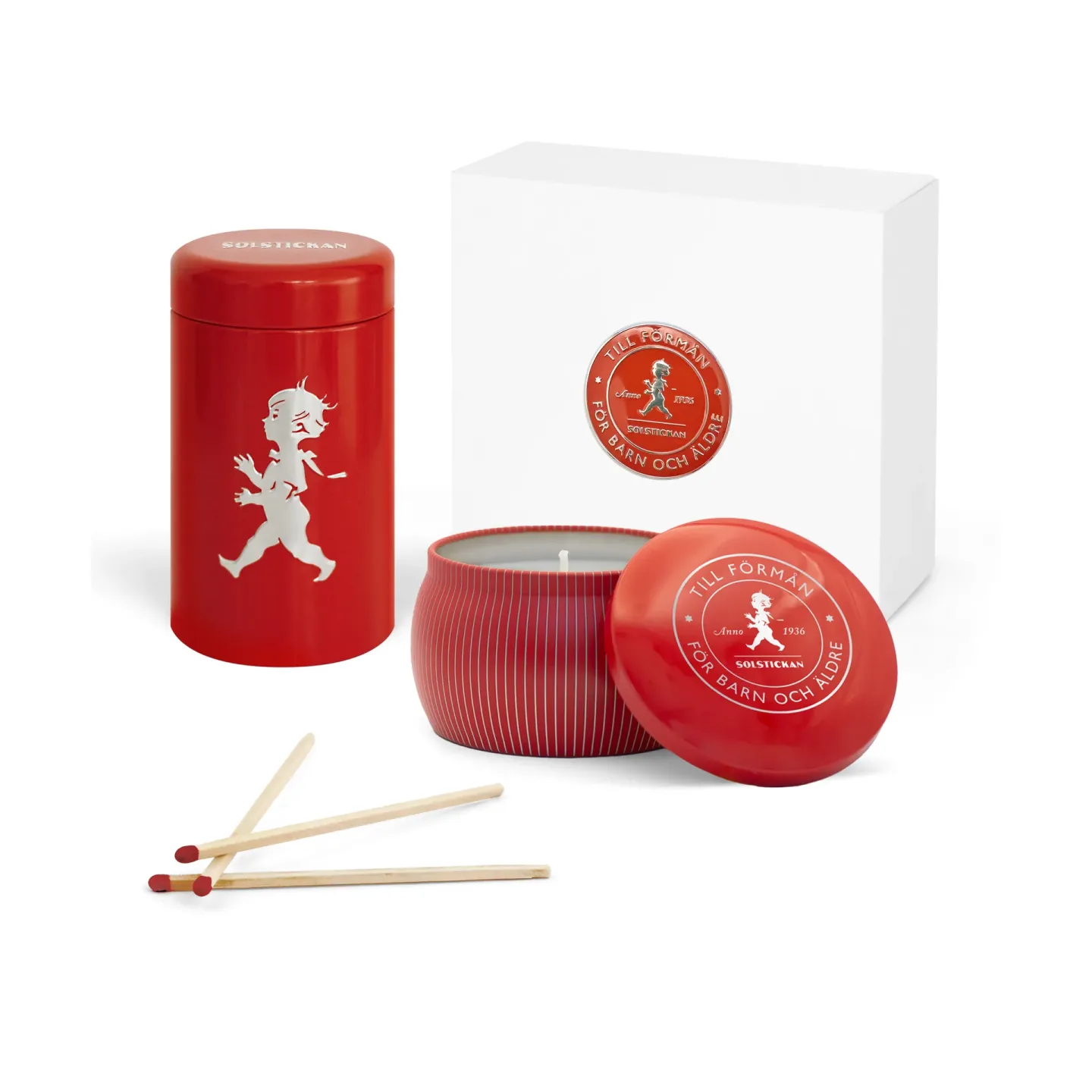 Solstickan Design Solstickan Geschenkbox Duftkerze + Streichholzschachtel Rot- Duftkerze Zimt & Orange