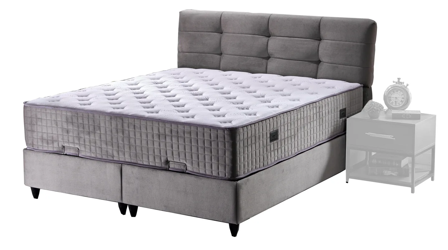 Boxbett 140 x 200 cm Stoffbezug grau - NAOMI