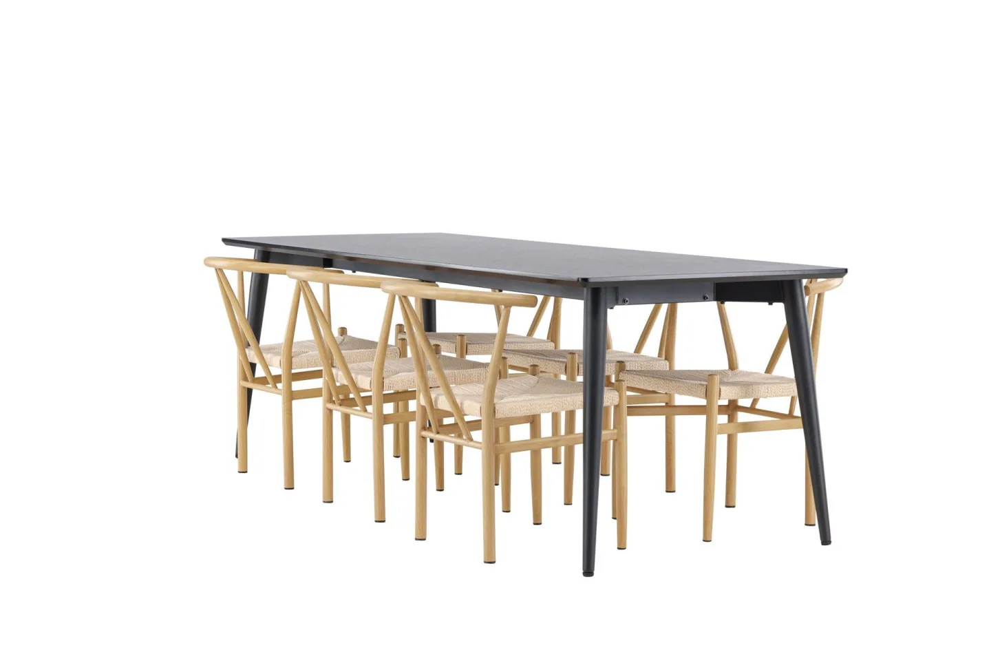 Ellis Matgrupp 230 cm Rektangulär med 6 Alfons stolar - Svart/Beige