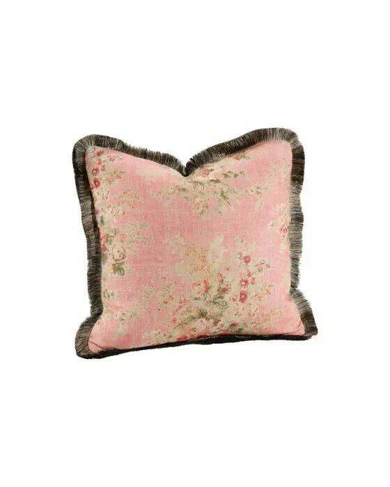 Belle Cushion Cover Fringe Rose