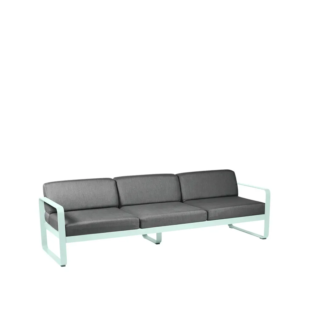 Fermob Bellevie soffa 3-sits Ice mint (grön), graphite grey dyna