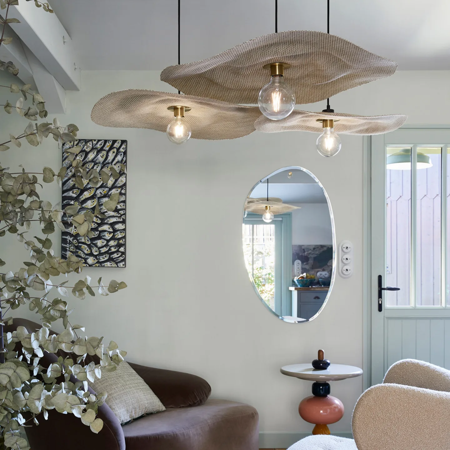 Rivage L hengelampe 1-lags, Ø 78 cm - MARKET SET - Stue - Design - Stoff / Tekstil - Med en lyskilde