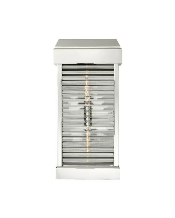 Dunmore Large Curved Glass Louver Sconce Polished Nickel