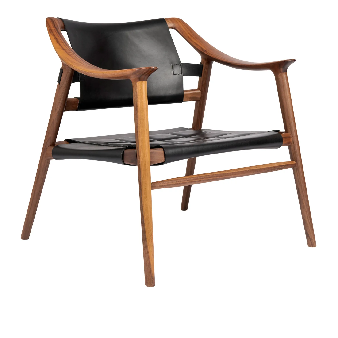 Fjordfiesta - Bambi 56/2 Lounge Chair Solid Walnut / Embroidered Black Leather - Fåtöljer - Rastad & Relling - Svart - Läder/Trä