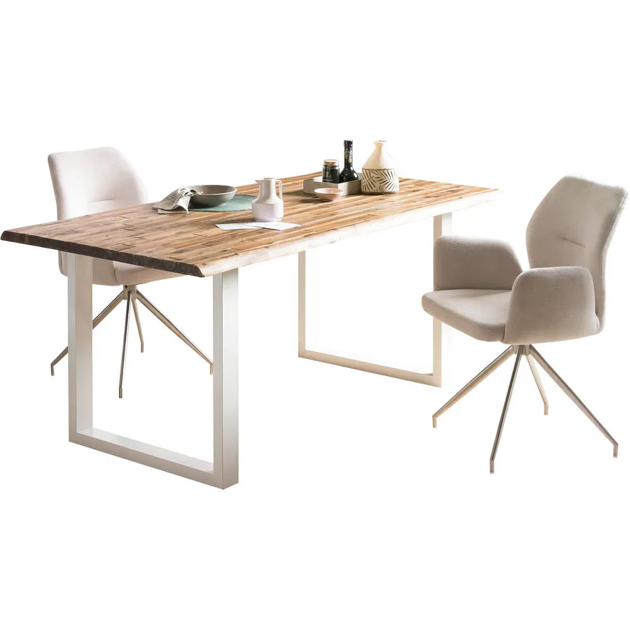Tisch Sergio Natur/weiss Akazie Massivholz B 180 T 90 cm