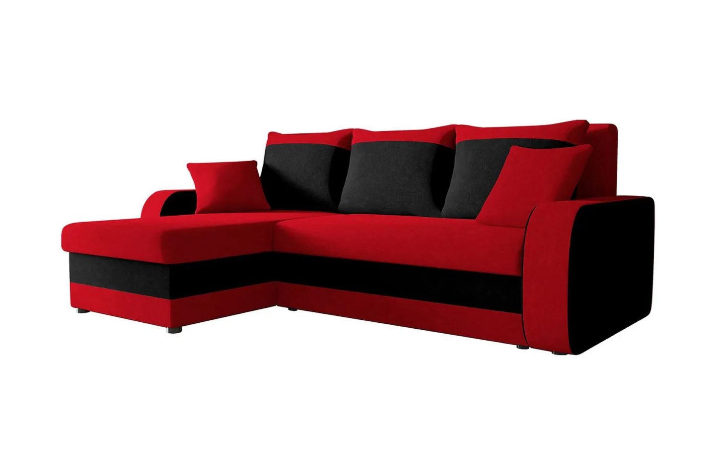 Alvared 3-sits Hörnbäddsoffa Universal - Röd/Grå