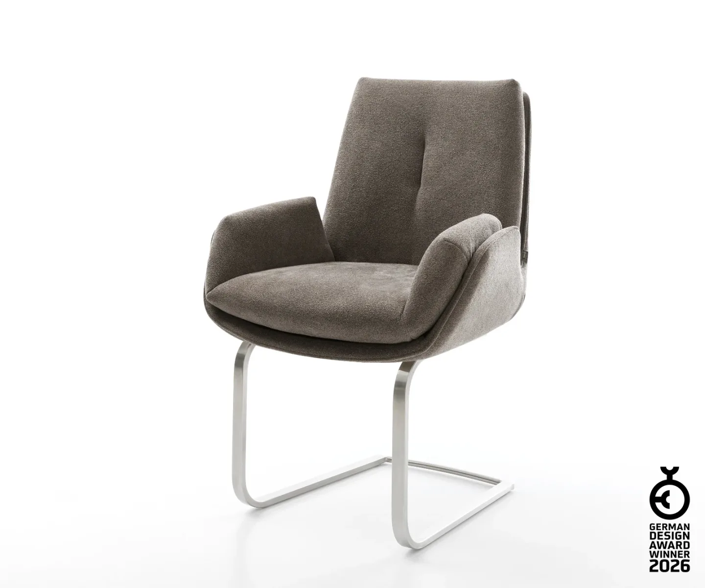 Freischwinger Clea-Flex Strukturstoff Soft Taupe Freischwinger flach Edelstahl