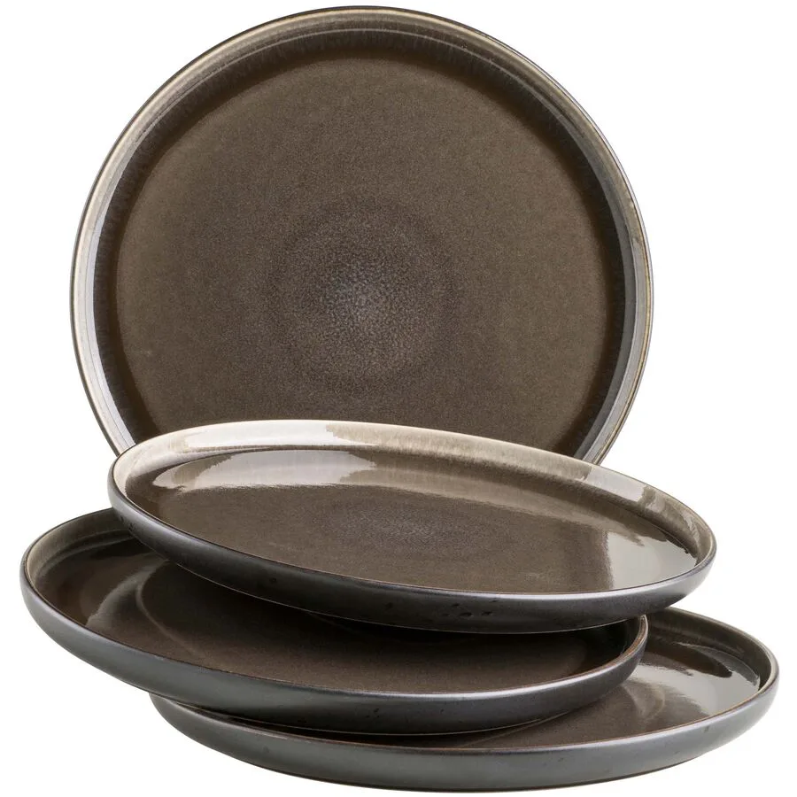MÄSER Dessertteller-Set Niara Schwarz/Grau Steinzeug 4 Stk