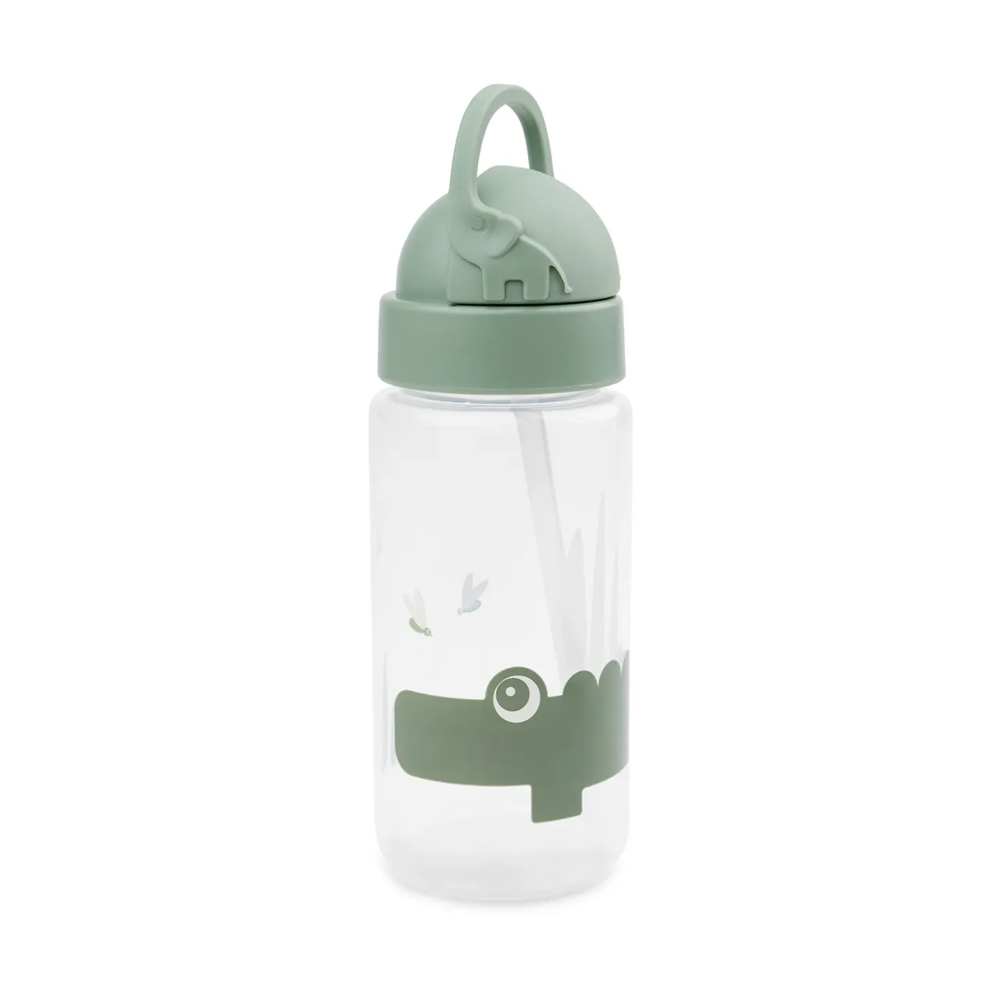 Done by deer Croco Flasche mit Strohhalm Green