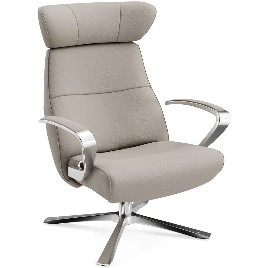 Conform Sessel Enno Betongrau, Silber Leder, Aluminium T 163 B 81 H 99 cm - Möbel Konfigurator: Traummöbel individuell zusammenstellen
