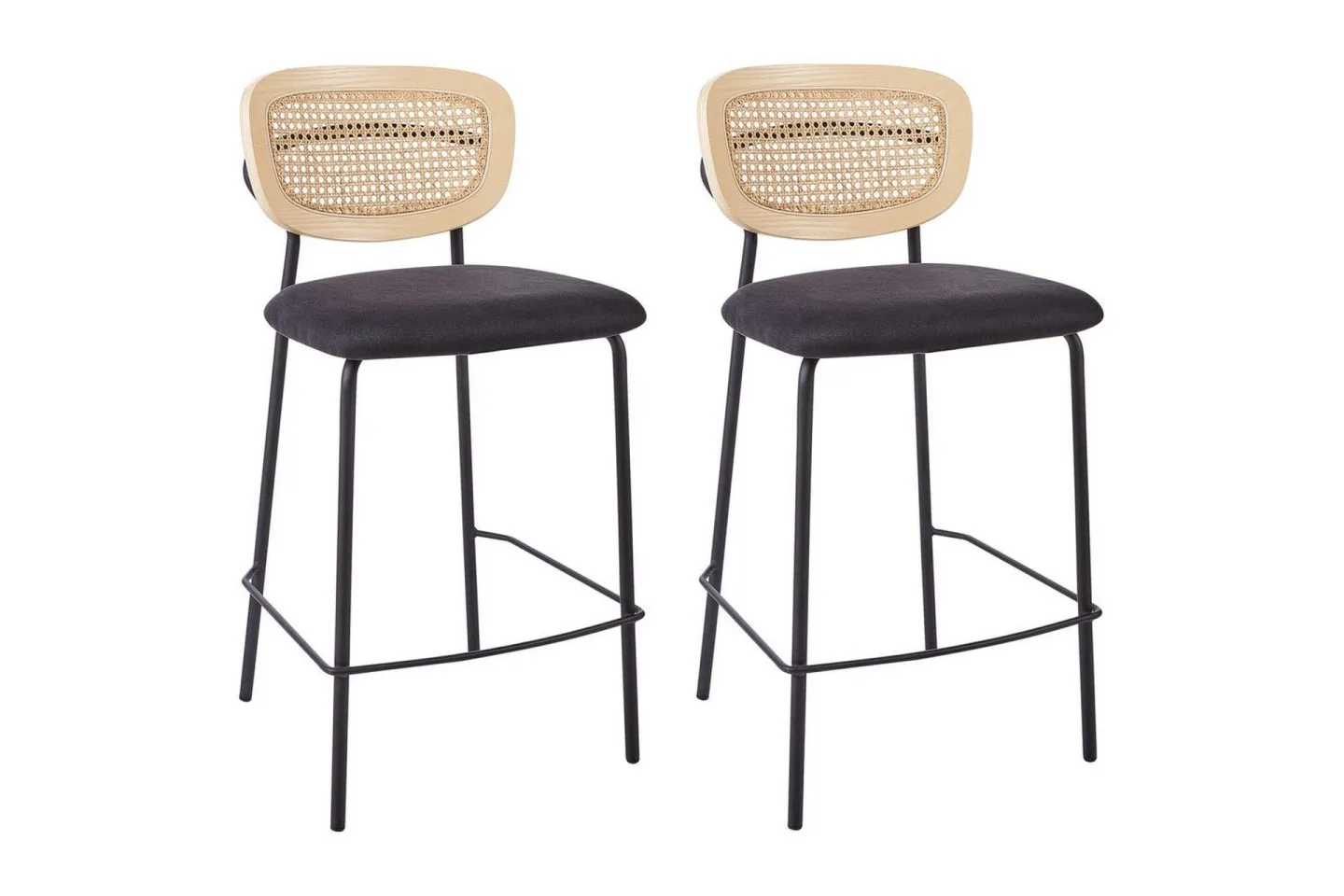 Barstol Mayetta set om 2 Natur-Svart - Natur-Svart