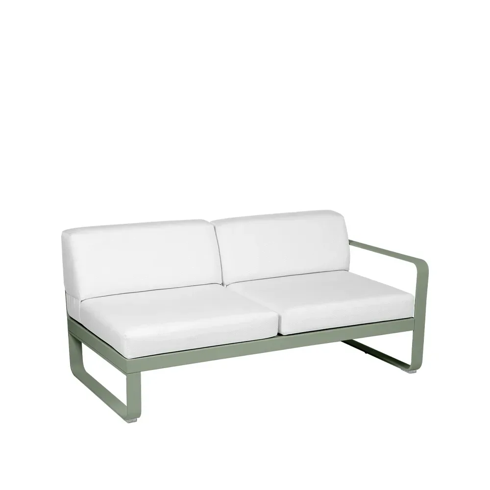 Fermob Bellevie Right modulsoffa 2-sits Cactus (grön), off-white dyna