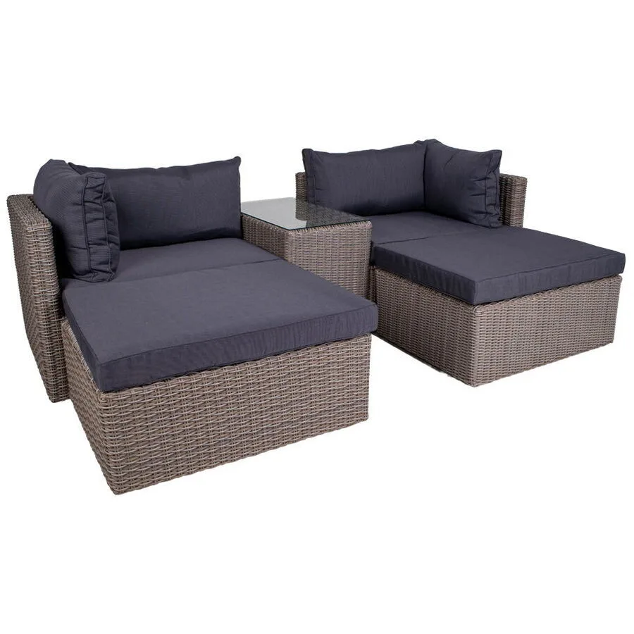Gartenlounge Solina grau Polyrattan 4 B 158 T 190 cm