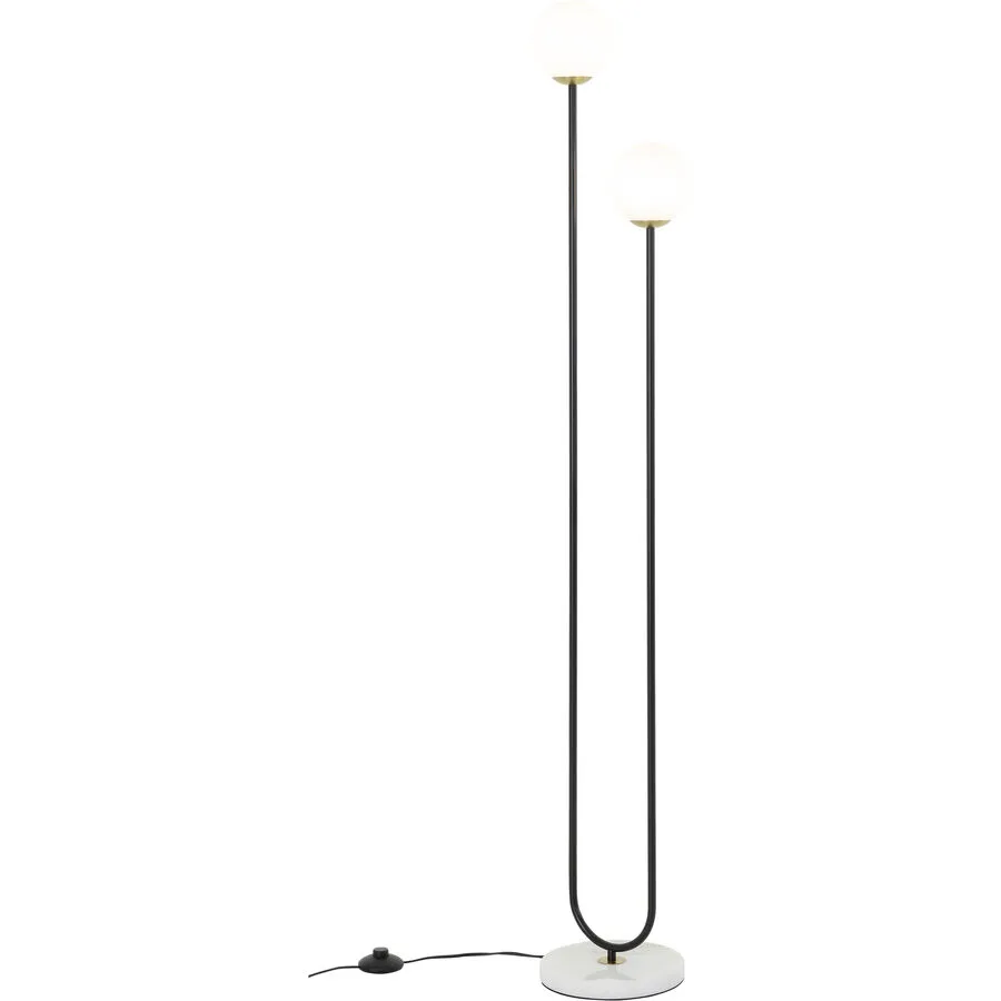 Stehlampe Nika Schwarz/Weiss Glas/Metall 24.5 cm 145 cm - Farbe: Schwarz, Weiss - Material: Metall/Glas