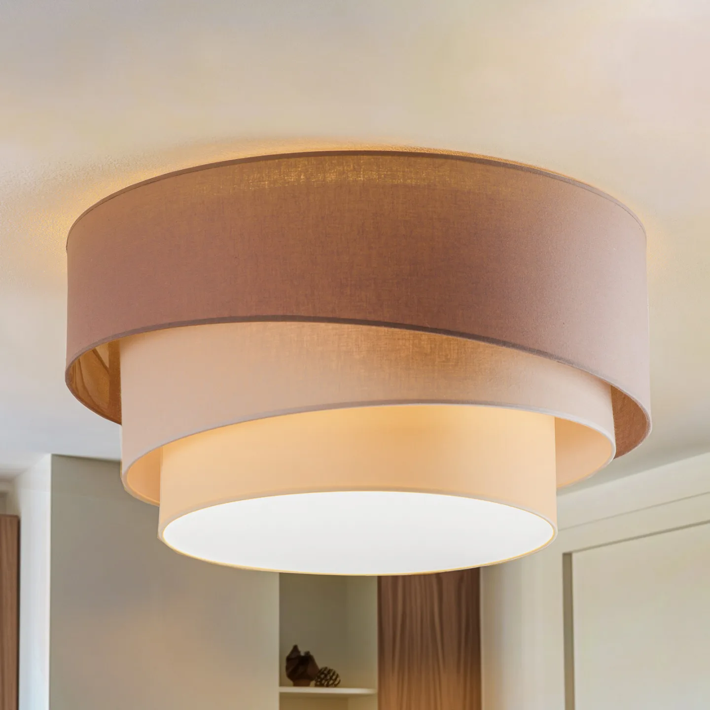 Trio Plafond Ø60 Cappuccino/Ecru/Grå - Euluna Trio Max - Vardagsrum - Modern - Tyg / textil - Rund