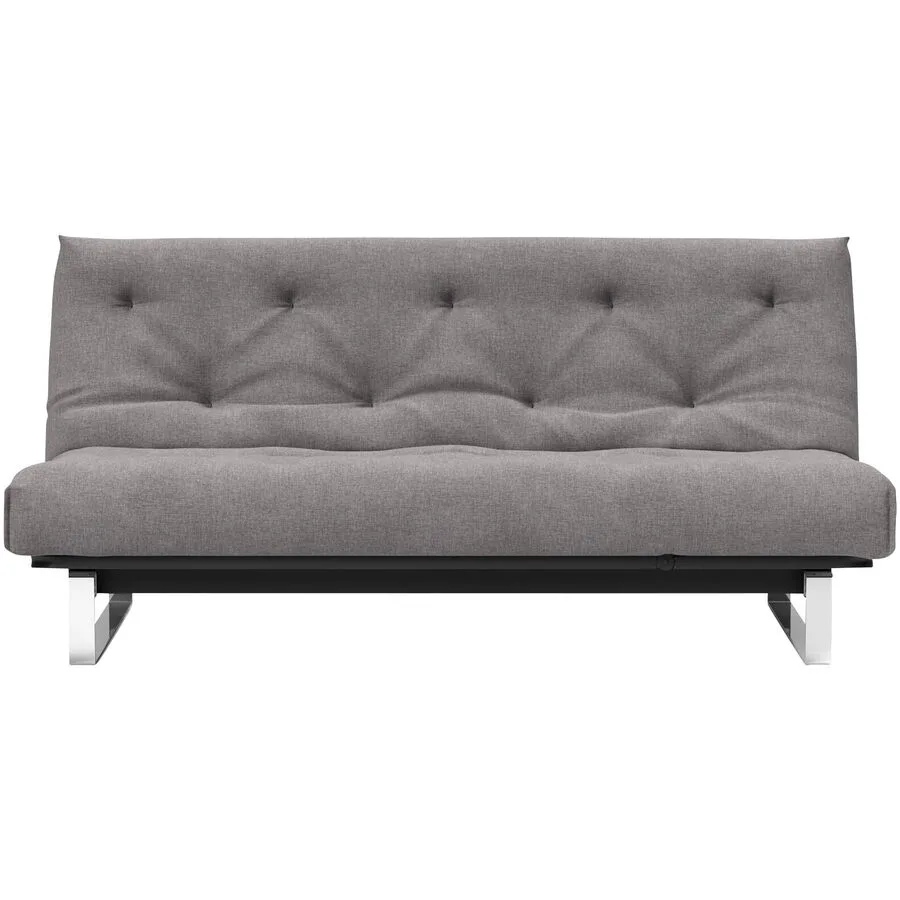 Innovation Bettsofa Kelani Grau, Chrom Stoff, Metall B 200 T 100 cm Verstellbare Lehne