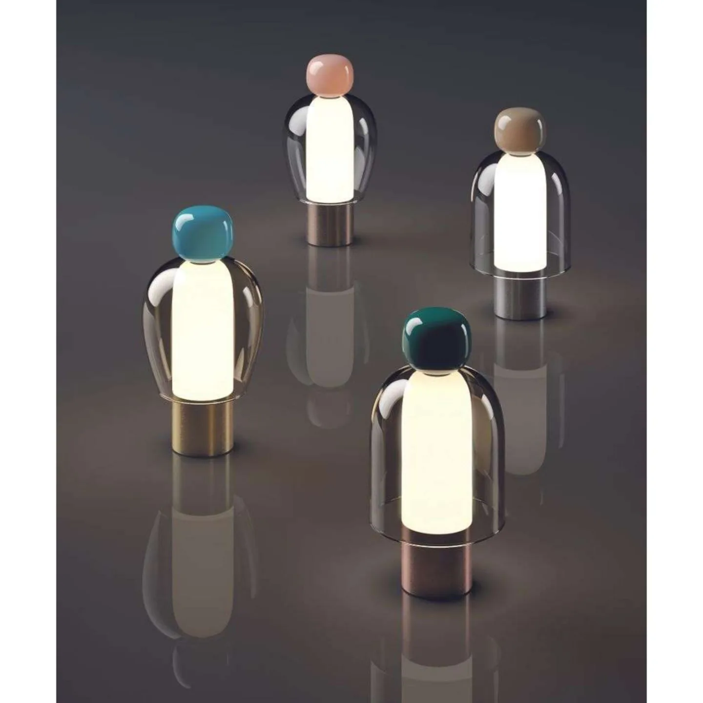Easy Peasy ToGo bordlampe, brun/aluminium, 24 cm - Lodes - Metall
