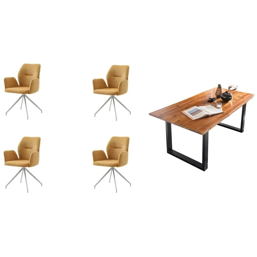 Essgruppe Eats cognac Akazie/Strukturstoff B 180 T 90 cm 4