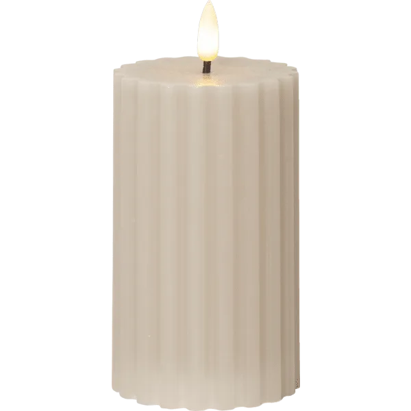 Star Trading - LED Blockljus Flamme Stripe - Batteriljus - Beige