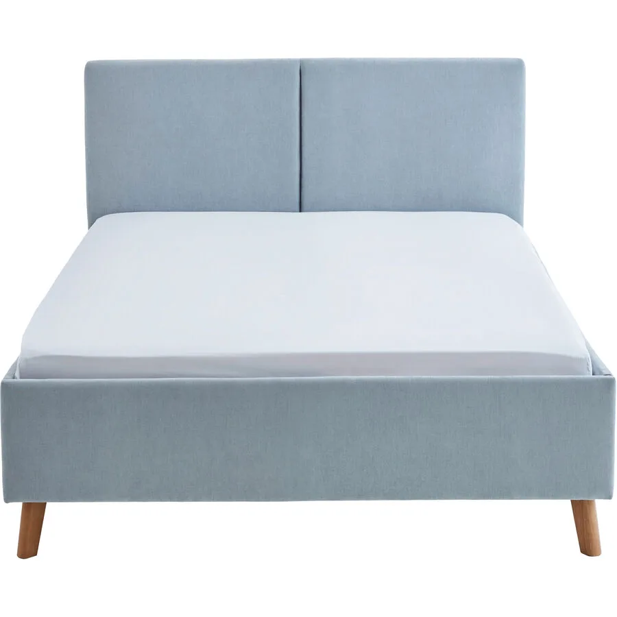 Bett Nola hellblau Stoff 140 x 200 cm