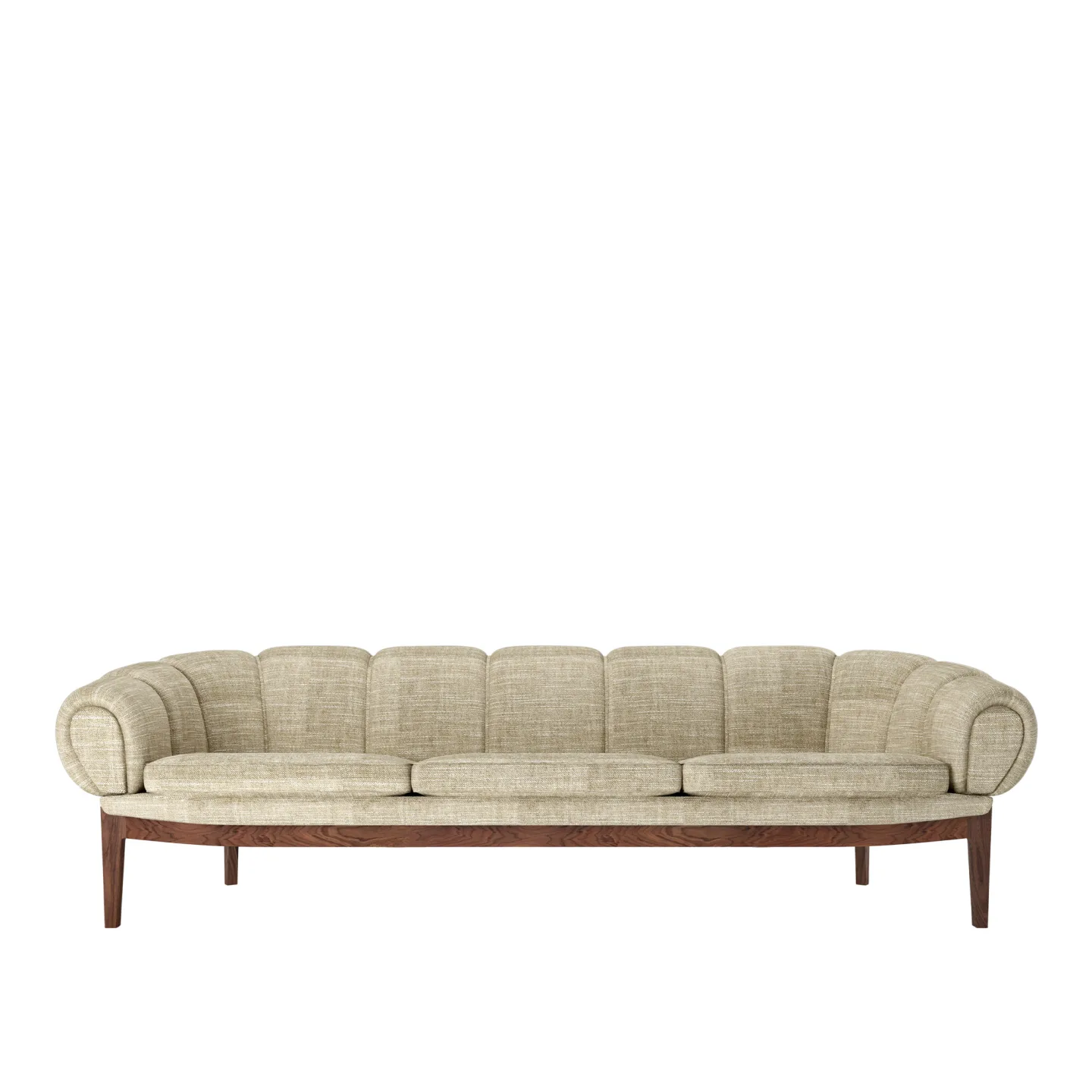 Gubi - Croissant Sofa 3-seater,Solid American Walnut Oiled, Prisgrupp 6 Tyg Dedar Smilla T1902/001 - Soffor - Illum Wikkelsø - Träfärgad