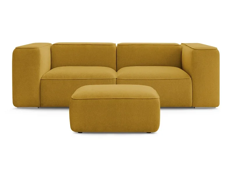 2er Sofa mit Hocker BOBOCHIC ZEPHYR Stoff mit Textur gelb