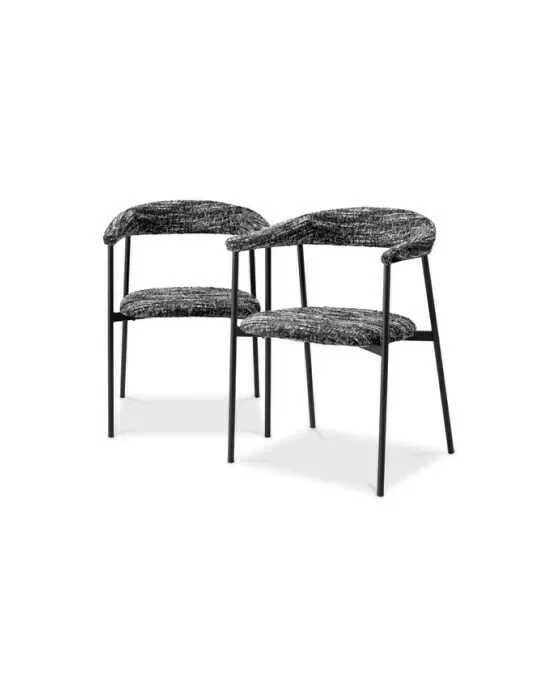 Julio Dining Chair Bouclé Sonata Black 2-set