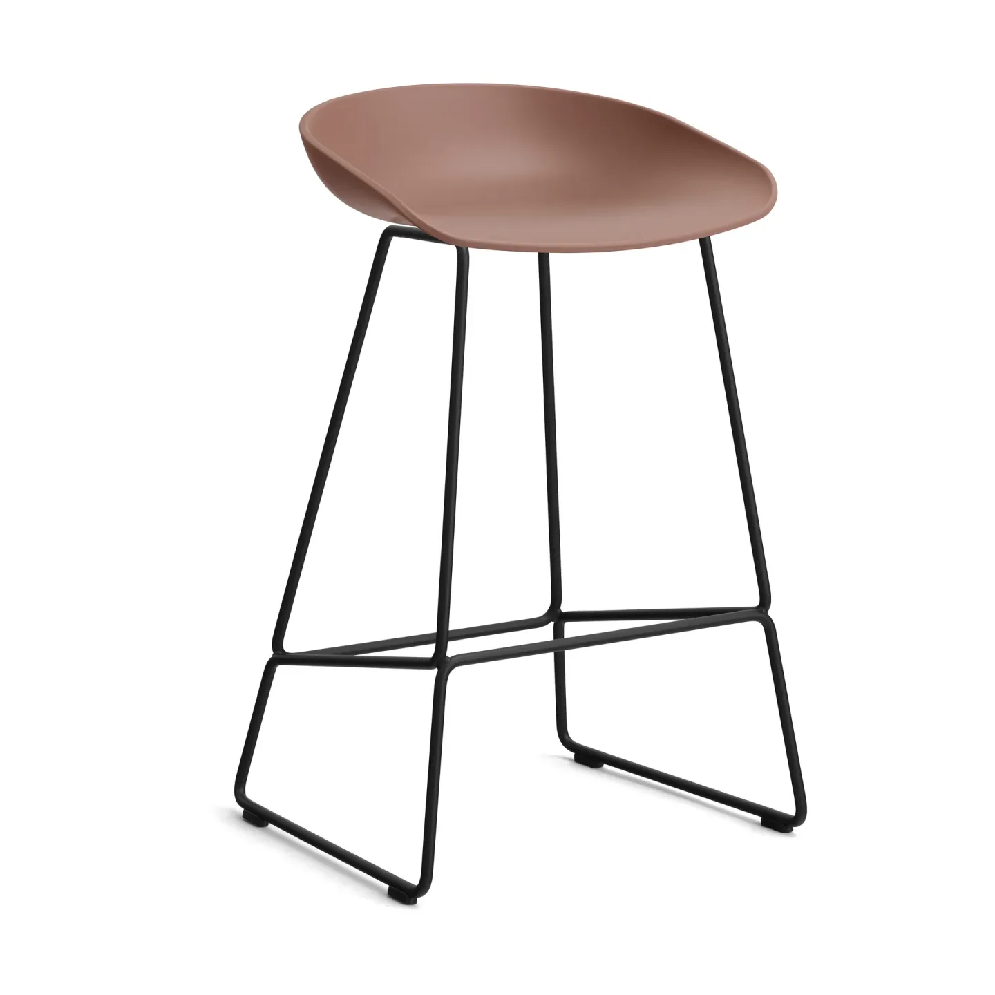 HAY About a Stool 38 Low Barhocker 2.0 Soft brick-schwarzes Stahlgestell