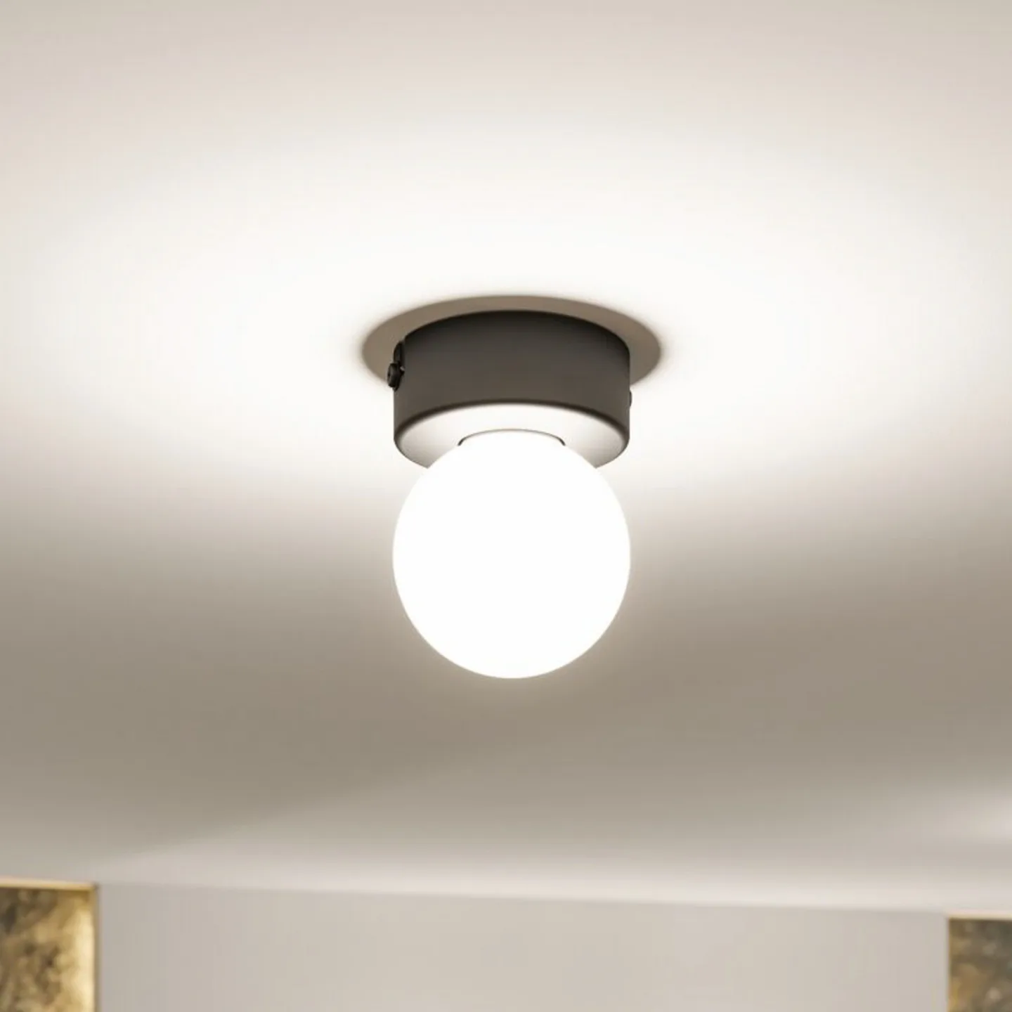 Gove Deckenleuchte IP44 Dim. Matt Schwarz/Satin - Paulmann - Wohnzimmer - Modern - Glas - Kugel