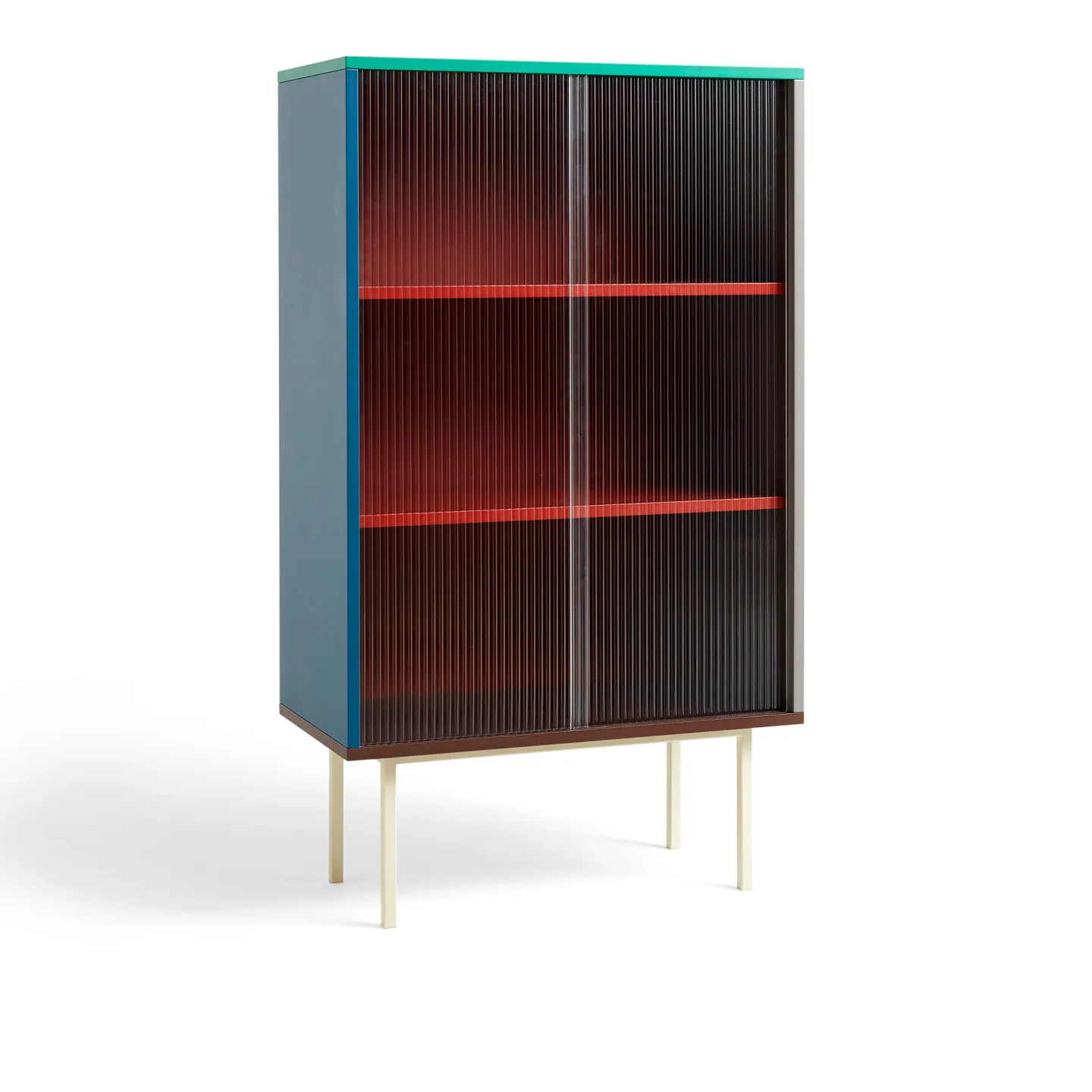 HAY - Colour Cabinet Tall w. Glass Doors - Multi - Skåp och vitrinskåp - Muller Van Severen - Flerfärgad - Glas/Metall/Trä