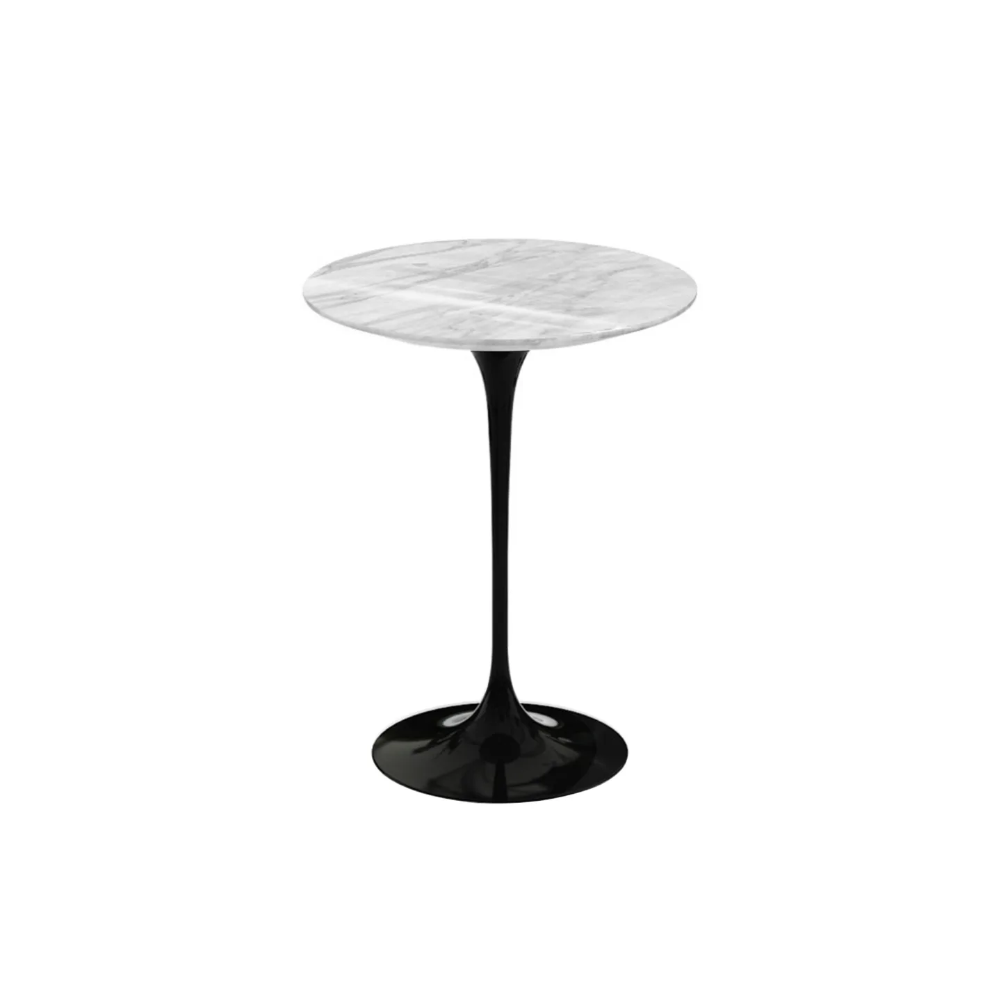 Knoll - Saarinen Round Table - Småbord, Svart underrede, skiva i matt Statuarietto marmor, Ø 41 - Sidobord - Eero Saarinen - Svart - Metall/Trä
