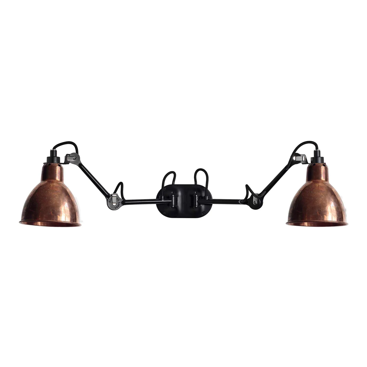 DCWéditions - Lampe Gras 204 Round Double, Black/Raw Copper - Sänglampor - Bernard-Albin Gras - Koppar - Metall