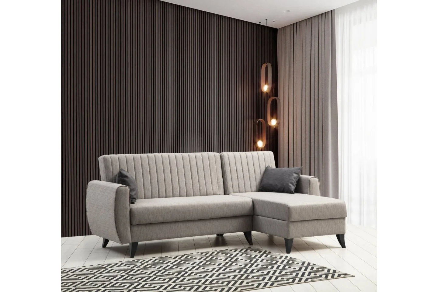 Dalima Bäddsoffa m. Divan 3-sits - Ljusgrå