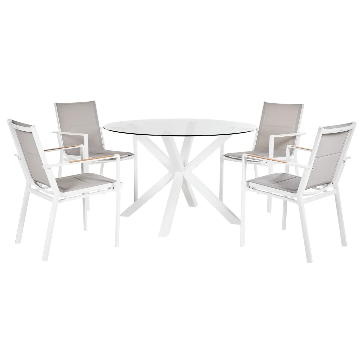 Matgrupp utomhus 4-Sits Maletto/Busseto - Vit/grå/transparent/brun