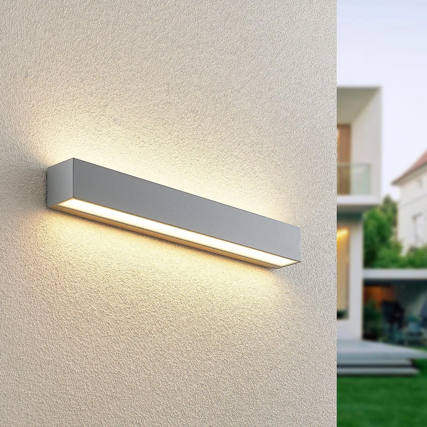 Lengo LED-Außenwandleuchte, Up/Down, L50, Silber - Lucande - Balkon - Modern - Aluminium - Mehrflammig