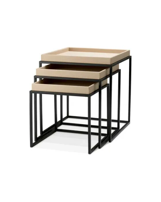 Léonard Side Table Light Brown Set of 3