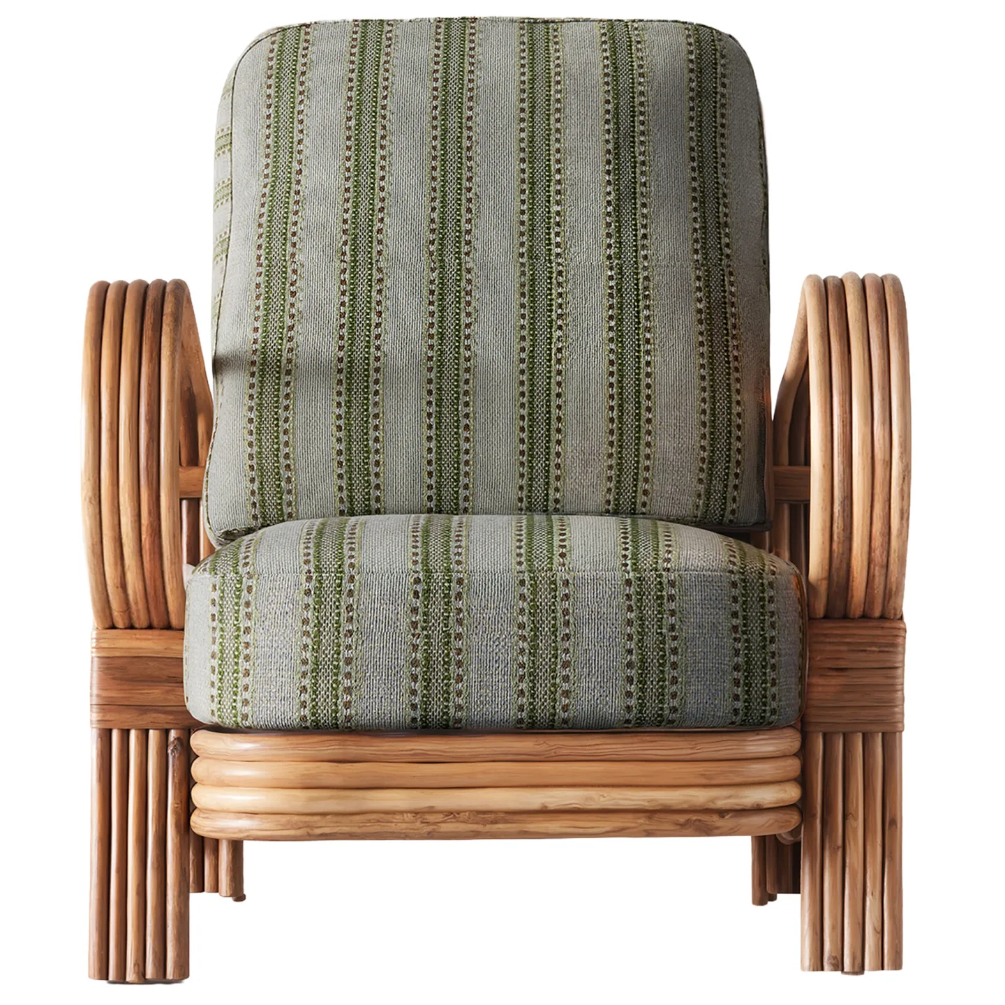 Dusty Deco - Bambo Lounge Chair Green Stripe - Fåtöljer - Edin & Lina Kjellvertz - Grön - Trä