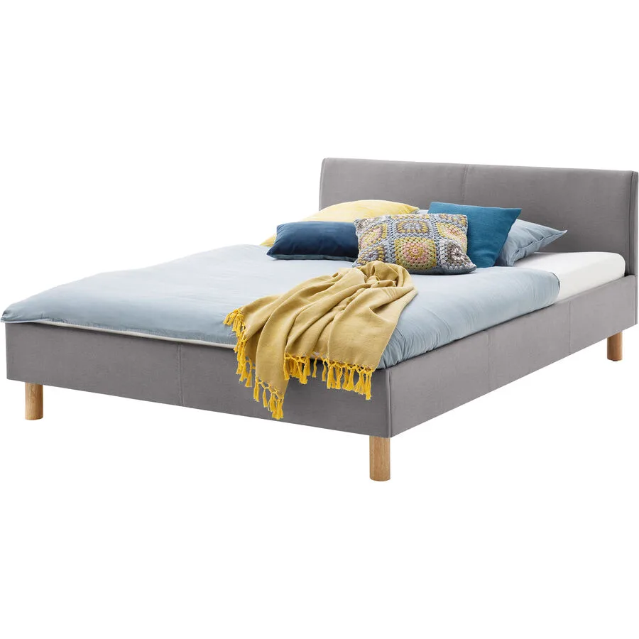 Bett Camilla hellgrau Polyester 120 x 200 cm